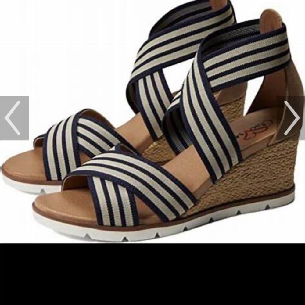 Mia Amore Haiku Navy Striped Wedge Sandal